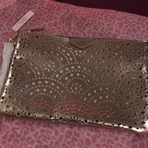 Gold color makeup purse